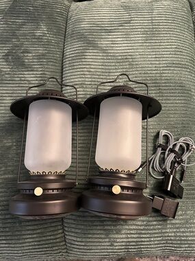 IKEA Black Lantern Table Lamp. Battery powered and Rechargeable - Pair